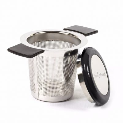Filtre à Thé En Inox 304 Avec Couvercle Et Double Poignées - Pour Théière, Mug, Tasse - Tamis Fin - Lavable à La Main - 3