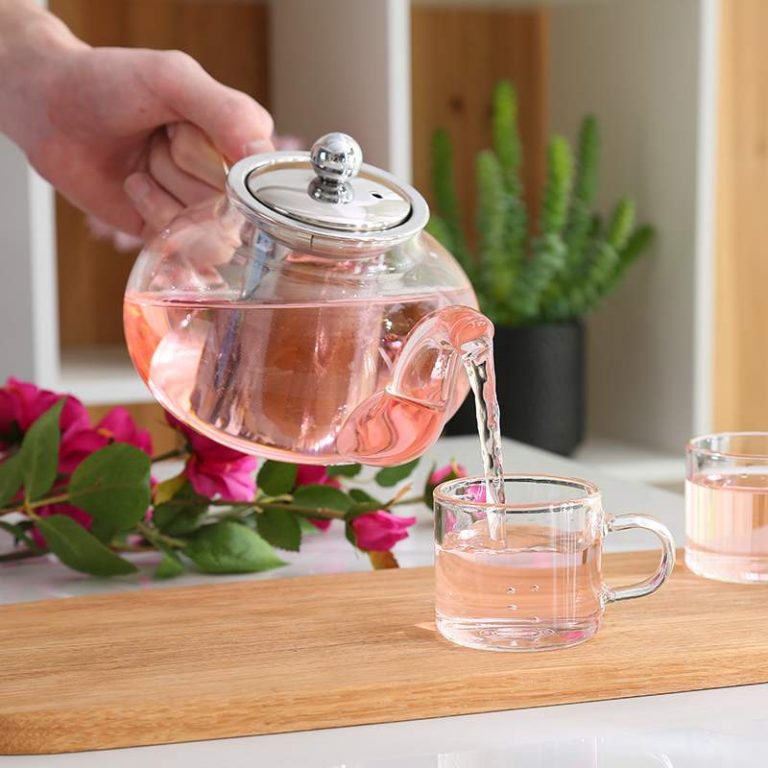 Théière En Verre Borosilicate 1300 Ml Avec Couvercle Et Base En Liège - Design Amovible Et Bec Verseur Anti-gouttes