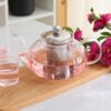 Théière en verre 800ml avec filtre et couvercle en inox